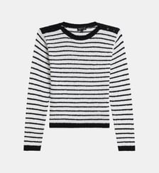 pull en jersey de coton à rayures blanc Agnès b.