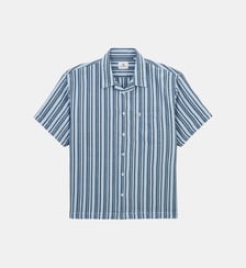 Chemise manches courtes en coton Caracas rayée Serge Blanco