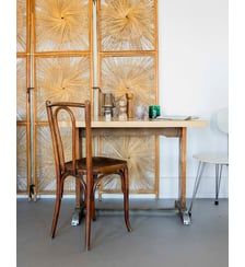 Table à manger bistro en formica beige Denise N°134- Produit chiné Debongout
