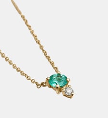 Pendentif en or jaune 9K avec émeraude et diamant Aristocrazy