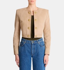 Spencer en cuir suédé Balmain