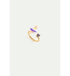 Bague ajustable ballerine tutu violet et jaune et cristal violet Les Néréides