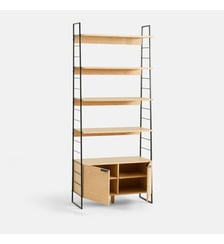 Bibliothèque en chêne plaqué et acier inox, hauteur 190 cm La Redoute Interieurs
