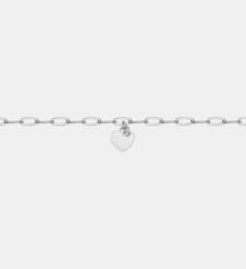 Bracelet maille rectangles allongés Jamais sans Toi | Médaille Coeur en Argent avec diamant blanc La Garçonne Diamant