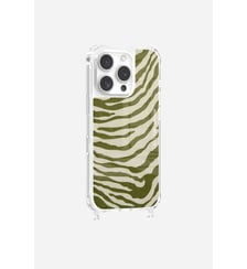 Coque de téléphone glossy zèbre vert avec anneaux pour iPhone 16 Pro La Coque Française