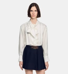 Jupe courte plissée en laine Sandro