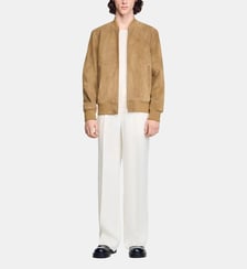 Blouson en croûte de cuir zippé Sandro