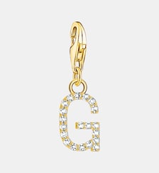 Thomas Sabo Pendentif Charm lettre G avec pierres blanches plaqué or doré or jaune 18 carats, Argent sterling 925 Thomas Sabo