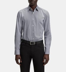 Chemise slim à rayures en coton  BOSS