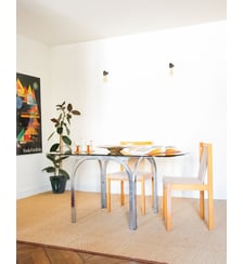 Table à manger au verre fumé Karla N°1107- Produit chiné Debongout
