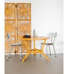 Table à manger en bois clair et bambou Romy N°1280- Produit chiné Debongout