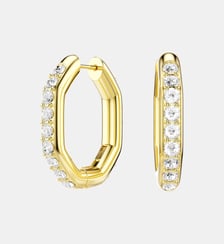 Anneaux d'oreilles Dextera, Forme octogonale, Petites, Doré à l’or rose 18 carats (750/1000) Swarovski