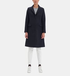 Manteau Franck en lainage à  chevrons marine et noir Ines de la Fressange Paris