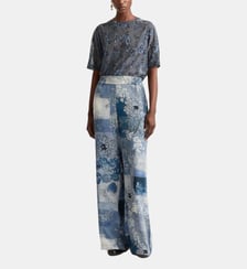 Pantalon baccarat en crêpe de chine imprimé Momonì