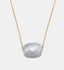 Collier, pierre de lune grise, or jaune Morganne Bello