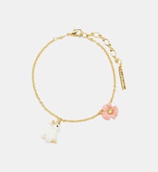 Bracelet fin à chaîne lapin et fleur rose Les Néréides