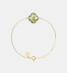 Bracelet, quartz olive, diamants, or jaune Morganne Bello