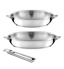 Eclipse - Lot de 2 poêles 24-28 cm inox finition miroir avec poignée amovible Cuisinox