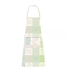 Tablier pur coton enduit motif jacquard beige vert Mille parfums verde Garnier Thiebaut