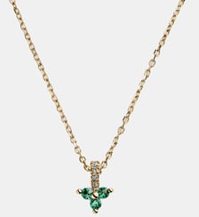 Pendentif en or jaune 9 carats avec trèfle émeraude et diamant Aristocrazy