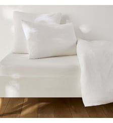 Drap-housse enfant uni, en coton lavé, bonnet 30 cm La Redoute Interieurs
