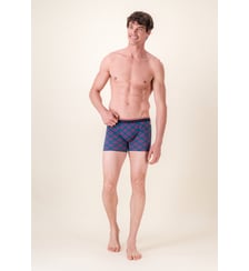 Boxer long à motif tartan bleu canard en coton Le Slip Francais