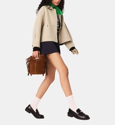Veste courte en laine et dos plissé Maje