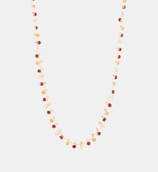 Collier perles à facettes rouges et orange Balaboosté