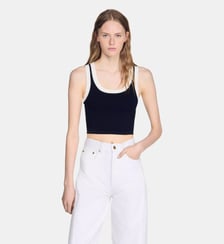 Top court en maille bicolore Sandro