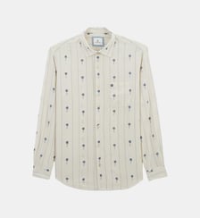 Chemise manches longues en coton jacquard avec fleurs brodées Serge Blanco