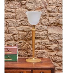 Lampe à poser en bois et verre Julia N°573- Produit chiné Debongout