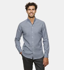 Chemise col montant tissu texturé effet denim  coupe droite Atelier Privé