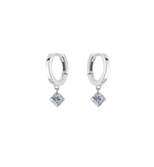 Mini Créoles 360° - 2 diamants princesse, poids total 0,40ct approx. - Or blanc 750‰ La Brune & La Blonde