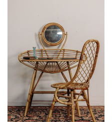 Coiffeuse et sa chaise en rotin Louise N°354- Produit chiné Debongout