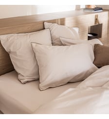 Taie d'oreiller en percale de coton lavé, DOUCEUR LAVÉE Blanc Cerise