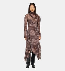 Robe midi asymétrique en chiffon et crêpe de soie Diesel