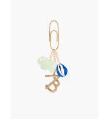 Bijou de sac éléphant vert et coquillage bleu Aurélie Bidermann