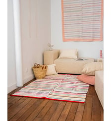 Tapis rayé multicolore Olivier N°128- Produit chiné Debongout