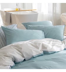 Taie d'oreiller en percale de coton lavé, DOUCEUR LAVÉE Blanc Cerise