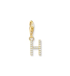 Thomas Sabo Pendentif Charm lettre H avec pierres blanches plaqué or doré or jaune 18 carats, Argent sterling 925 Thomas Sabo