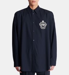 Chemise en laine à rayures College Emblem Balmain