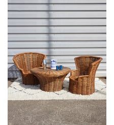 Ensemble de table et fauteuils en rotin vintage Ange N°28 - Produit chiné Debongout