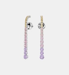 Pendants d'oreilles Matrix, Dégradé de tailles rondes, Métal rhodié Swarovski