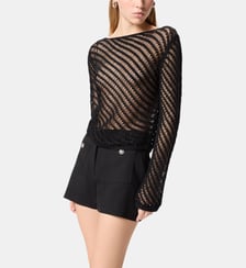 Pull effet crochet à paillettes Pinko