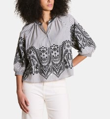 Chemise ample à rayures et motif jacquard La Fée Maraboutée