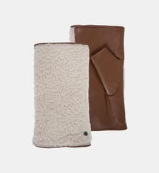Mitaines cuir d'agneau pleine fleur doublé micro-fourrure Isotoner
