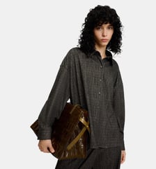 Chemise droite chinée à col italien Adolfo Dominguez