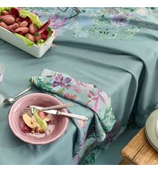 Serviette lin & coton lavé 150 g/m² imprimé bleu violet Ombres boisees givre Garnier Thiebaut
