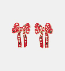 Boucles d'oreilles nœuds rouges avec perles Balaboosté