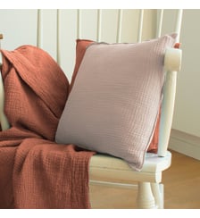 Housse de coussin en gaze de coton, SIMPLEMENT GAUFRÉ Blanc Cerise